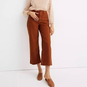 Blue Wide Leg Cropped Pants